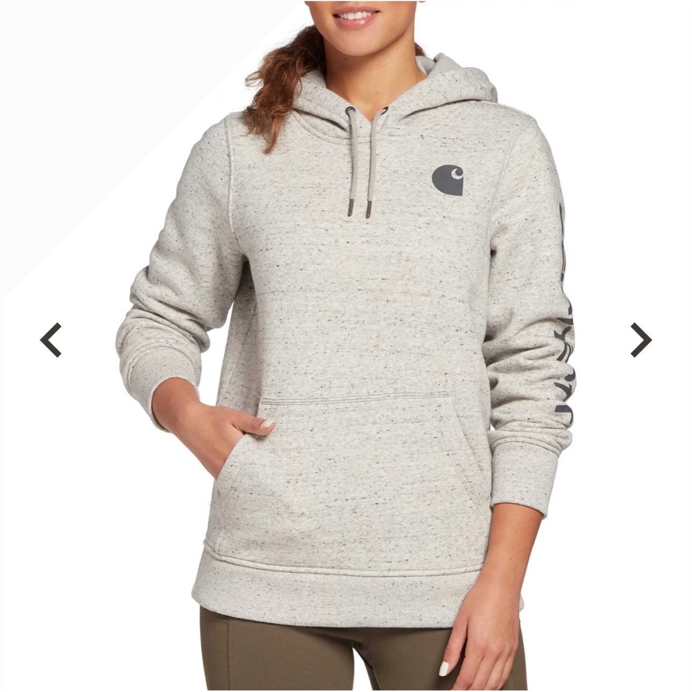 Carhartt Women Relaxed Fit Speckled Gray‎ Hoodie Sweatshirt Size L 12-14